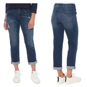 Wit & Wisdom Distressed Embroidered pocket cuffed denim jean